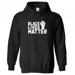 Black Lives Matter with Fist Sign Classic Unisex Kids and Adults Pullover Hoodie									 									 									